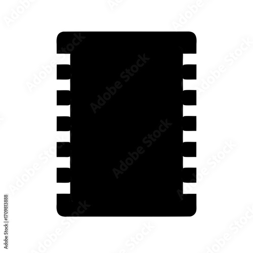 Black silhouette of a page notebook with side binding in minimalist style