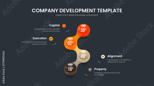 Service Forecast Frame Template Vector Illustration. Minimalist Showcase Four Element Chart Slide Layout. Colorful Portfolio 4 Step Graph Slideshow Design.