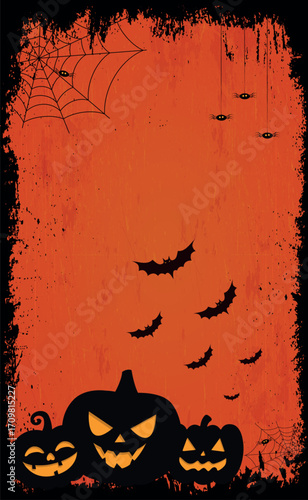 Scary gloomy red halloween background - illustration