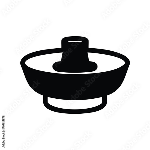 Illustration of a traditional Mongolian hot pot with central chimney isolated