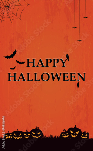 Scary gloomy red halloween background - illustration