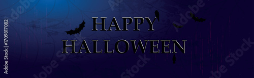 Scary gloomy dark blue halloween background - illustration