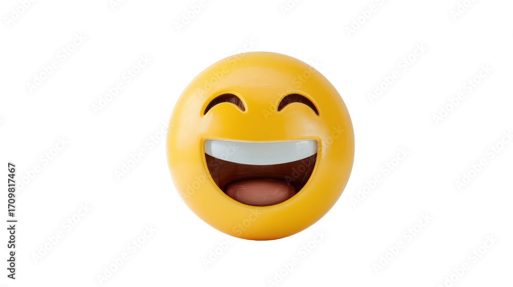 Fototapeta premium Laughing emoji faceTransparent background, PNG file