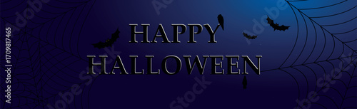 Scary gloomy dark blue halloween background - illustration