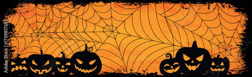 Scary gloomy orange halloween background - illustration