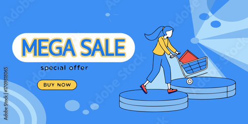 Colorful discount sale podium. Special offer composition. Vector illustration