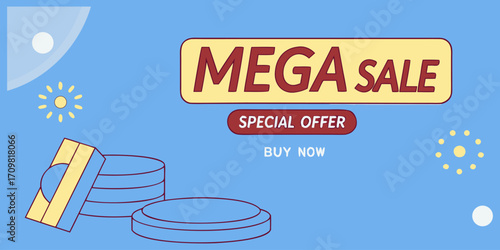 Colorful discount sale podium. Special offer composition. Vector illustration