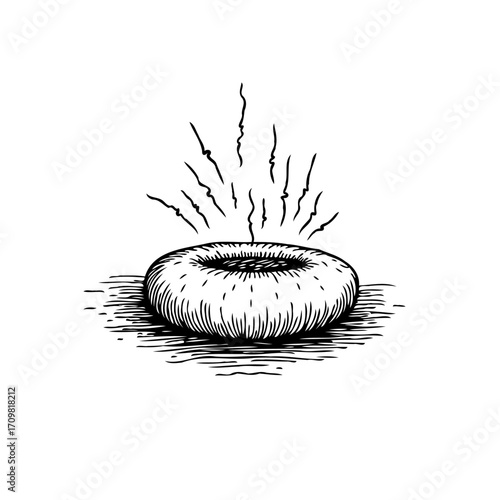 Stylized drawing of a steaming fluffy food item emanating aroma ready for consumption or a treat