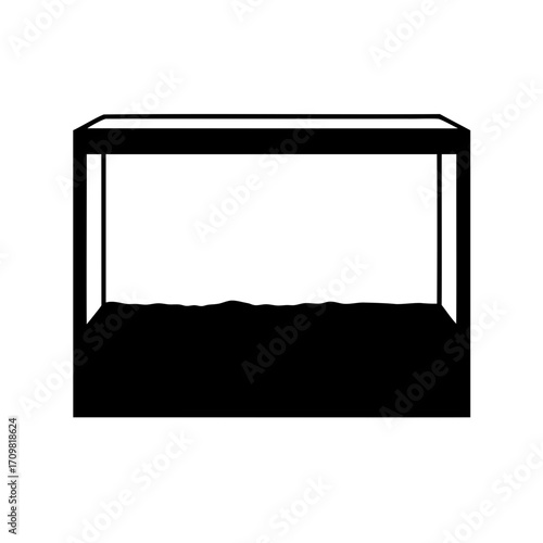 Simplified Illustration of a Rectangular Aquarium with a Dark Substrate