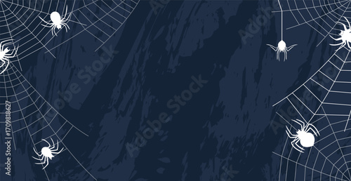 Spiders on a dark halloween background - Vector illustration