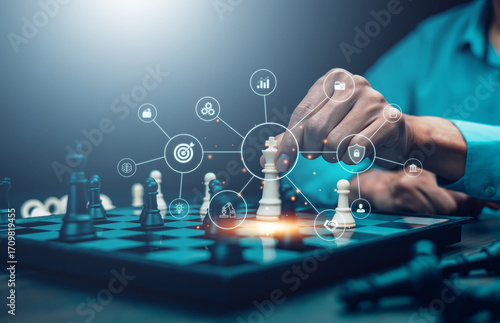 Smart Chess Merging classic strategy with advanced technology, symbolizing precision decision-making in the digital world. A representation of AI and intelligent data for superior planning.