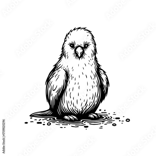 Whimsical avian sketch a delightful hand drawn illustration capturing the essence of a cute bird
