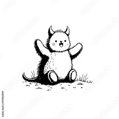 Whimsical creature illustration radiates joy invites playful imagination and positive connection