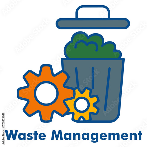 Waste Management Line Color Icon Style