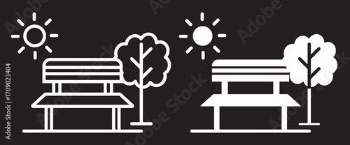 Public place icon pack in flat and thin liner designs. place icon pack in flat and thin liner vectors