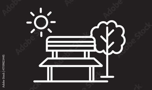 Public place icon pack in flat and thin liner designs. place icon pack in flat and thin liner vectors
