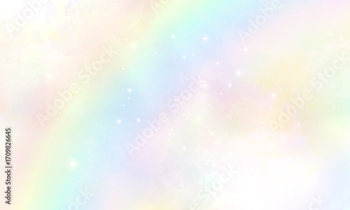 モヤと虹とキラキラした光の粒のイラスト