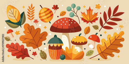 Harvest Time Autumn Elements Illustration