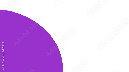Abstract purple quarter circle on a clean white background, creating a modern, minimalist graphic design element perfect for presentations, branding, or digital templates with ample copy space.