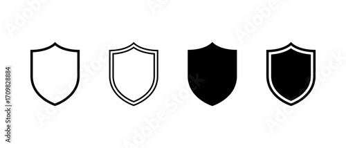 Security shield icon set. Privacy, protection, and defense symbol