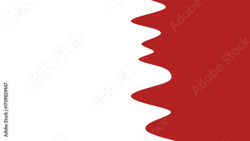 The national flag of Bahrain, featuring a white field with a serrated border separating it from a red field, symbolizing the nation's identity and history.