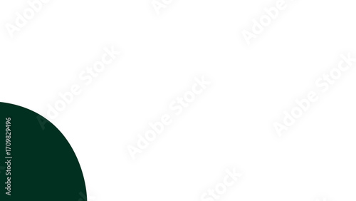 Minimalist dark green quarter circle design on a clean white background, providing ample copy space for graphic design, presentations, or advertising.