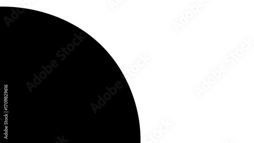Minimalist abstract graphic featuring a bold black quarter circle against a pristine white background, ideal for modern design elements and copy space.