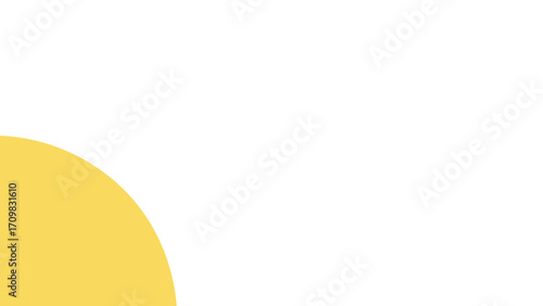 Minimalist abstract background with a vibrant yellow quarter circle element on a clean white backdrop, ideal for modern design, branding, or creative space.