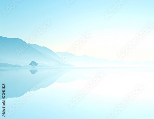 Solitary Tree by Misty Blue Waters