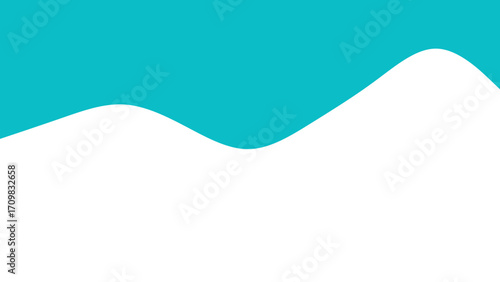 Abstract graphic background featuring dynamic teal waves contrasting with clean white space, ideal for modern design, presentations, and branding.