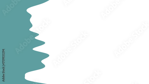 Minimalist abstract background featuring a flowing teal wave shape on a clean white space, offering a serene and modern design element.