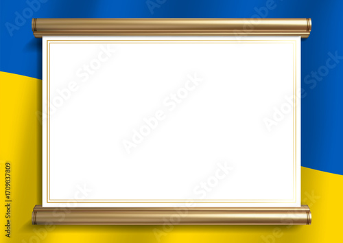 horizontal frame and border with Ukrainian flag