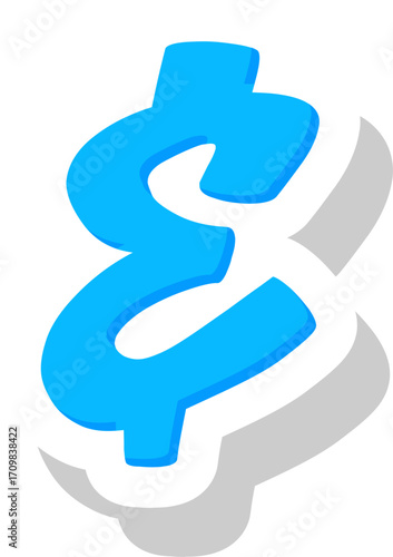 Ampersand Symbol Colorful Cartoon Style Bold Rounded Shape White Outline Playful Fun Design for Kids Education Birthday Poster Classroom Sticker