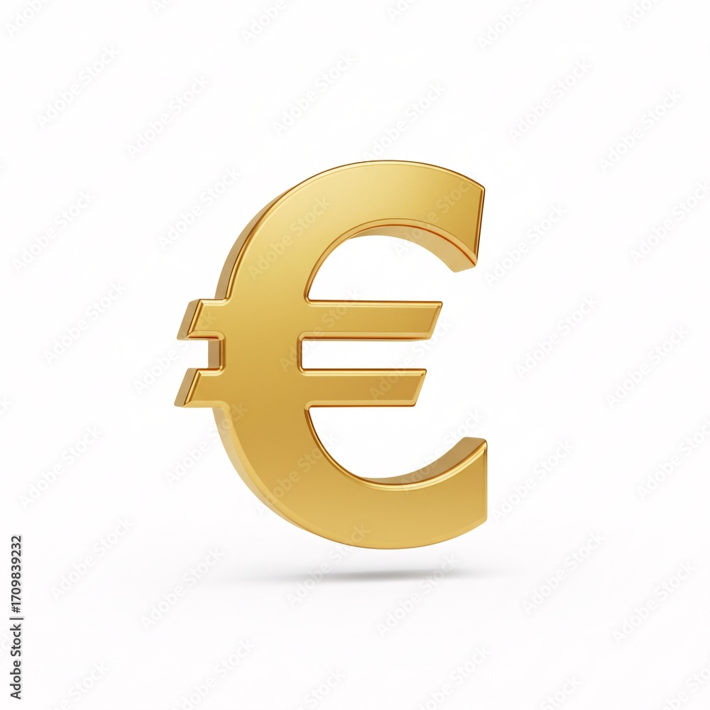 Fototapeta premium A golden three-dimensional euro symbol with a smooth glossy surface