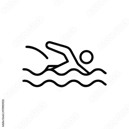 Swimming Icon Set, Swimming Pool Icon, Swimmer Silhouette Icon, Water Sports Icon Pack, Swimming Activity Icon