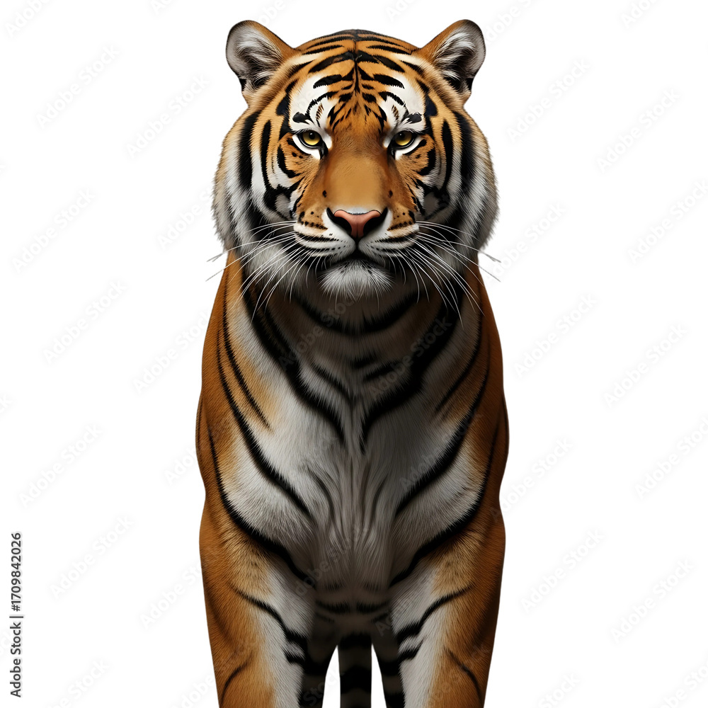 Obraz premium Majestic tiger stares intensely forward, exuding power and wild beauty for striking designs