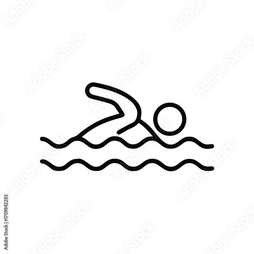 Swimming Icon Set, Swimming Pool Icon, Swimmer Silhouette Icon, Water Sports Icon Pack, Swimming Activity Icon