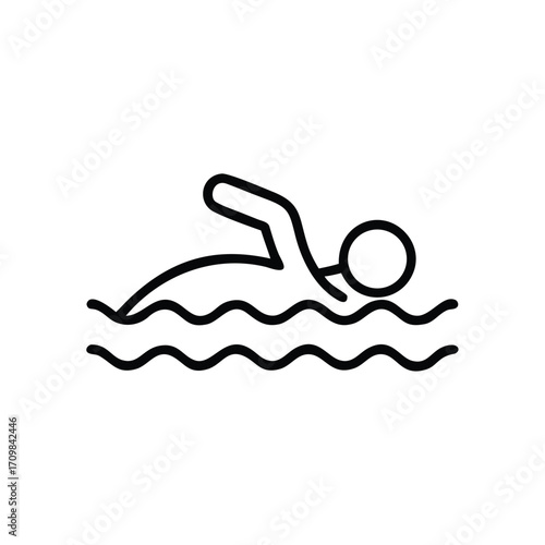 Swimming Icon Set, Swimming Pool Icon, Swimmer Silhouette Icon, Water Sports Icon Pack, Swimming Activity Icon