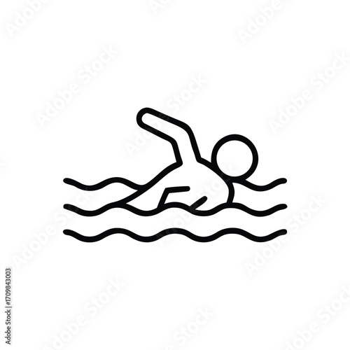 Swimming Icon Set, Swimming Pool Icon, Swimmer Silhouette Icon, Water Sports Icon Pack, Swimming Activity Icon