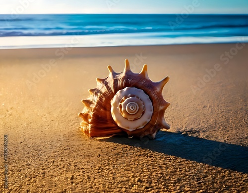 Seashell on Beach at Sunrise