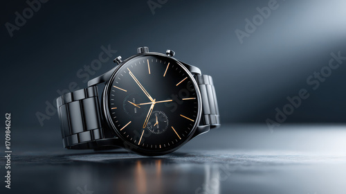 Sophisticated Watch: A sleek, modern watch showcasing the epitome of elegance and precision, poised against a backdrop of luxurious detail and refined artistry.