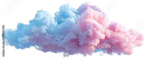 A fluffy, pastel cloud-like shape formed by swirling light blue and pink hues
