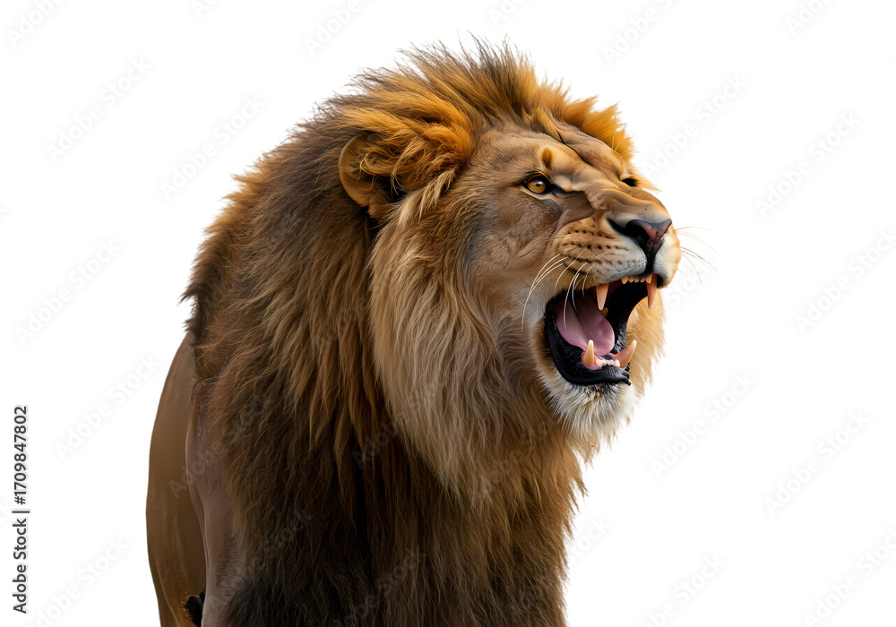Obraz premium Majestic Roaring Lion: Powerful Wildlife Photography