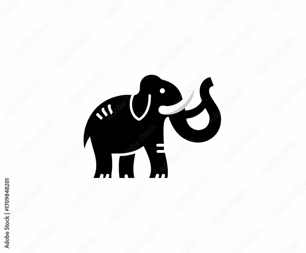 Obraz premium Playful Cartoon Mammoth Logo Design with Graphic Elements for Branding and Business Identity