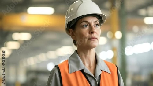 Wallpaper Mural A cinematic video of a professional female industrial engineer using a tablet in a metal manufacturing warehouse 4k video Torontodigital.ca