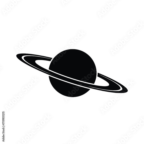 Minimalist silhouette icon of saturn planet with prominent rings ideal for space exploration and astronomy concepts silhouette