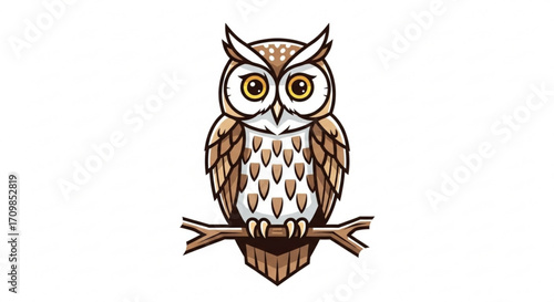 An owl perched on a branch, symbolizing wisdom, knowledge, and the silent observer of the night
