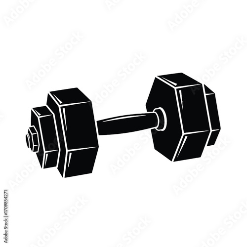 Hand drawn style dumbbell for fitness and gym workouts vector illustration silhouette
