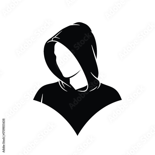 Anonymous figure in hooded sweatshirt minimalist silhouette vector art silhouette
