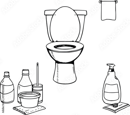 Bathroom equipment line art